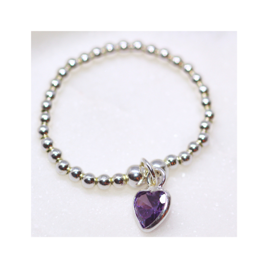 Hearts And Beads Silver Ring