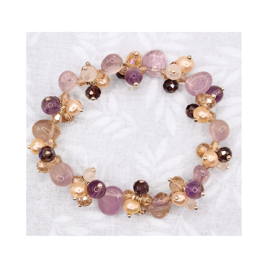 Amethyst Pearl and Crystal Bracelet