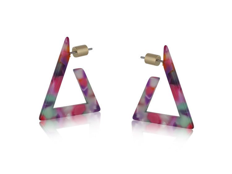 Erica Triangle Resin Earrings: PINK PURPLE
