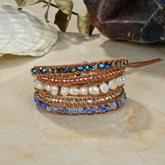 Cultured Pearl Mix-media Wrap Bracelet