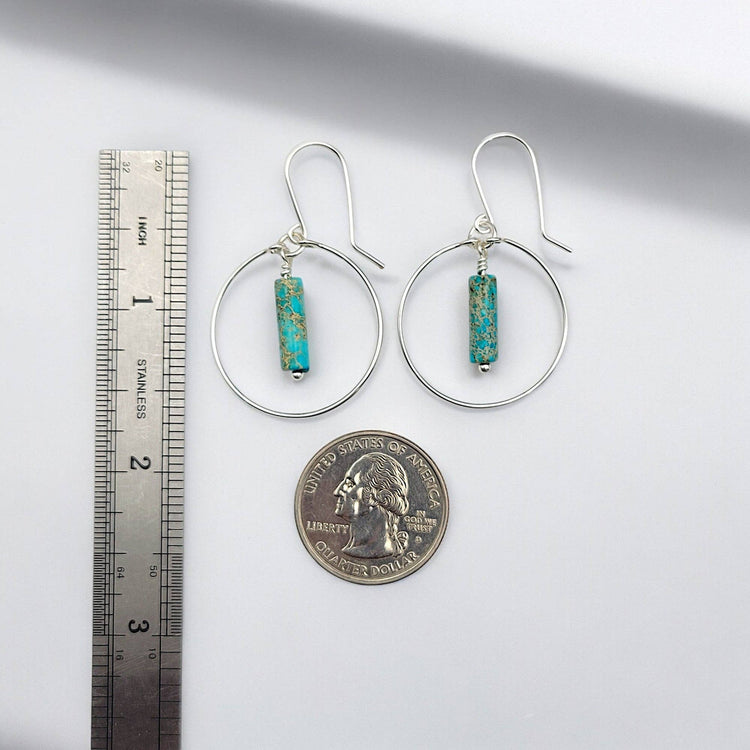 Jasper Ocean Stone Silver Hoops