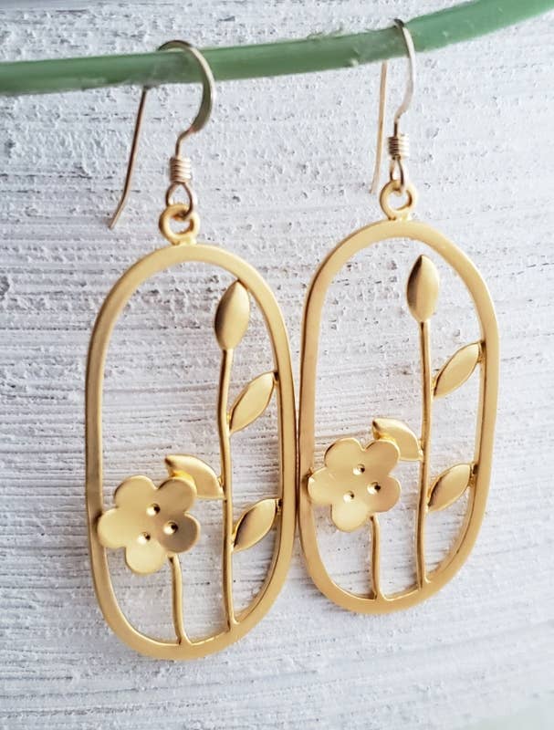 Gold Matte Garden Silhouette Earrings