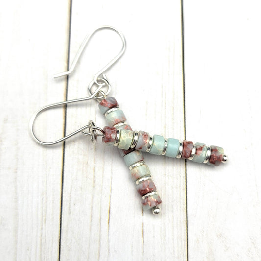 Jasper Light Blue Silver Earrings
