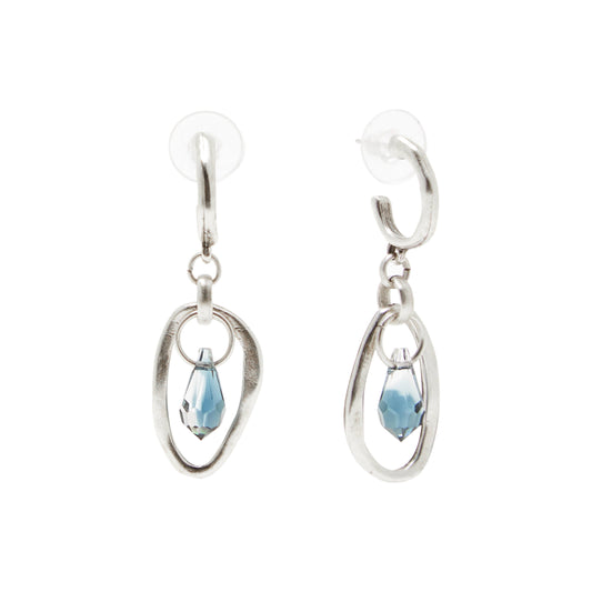 Handmade Blue Crystal Pewter Earrings