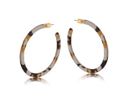 Kathryn Resin Statement Hoop Earrings: CAPPUCCINO BROWN