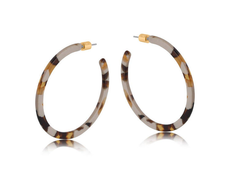 Kathryn Resin Statement Hoop Earrings: CAPPUCCINO BROWN