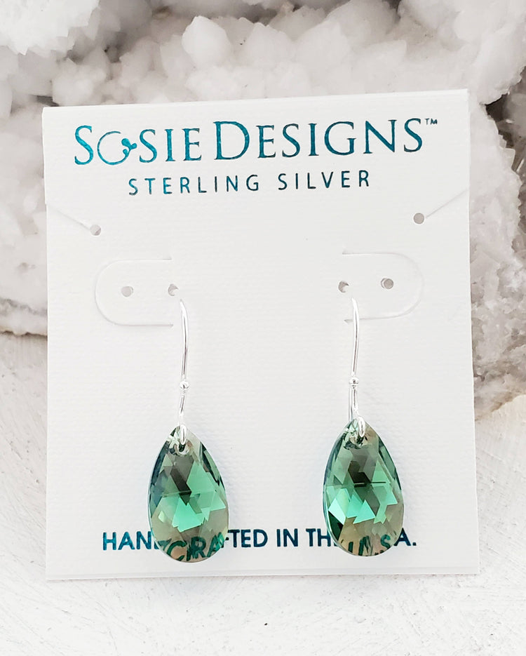 Crystal Briolette Earrings - Erinite Shimmer