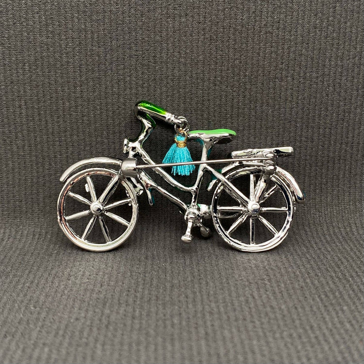 Green Enamel Bicycle Brooch