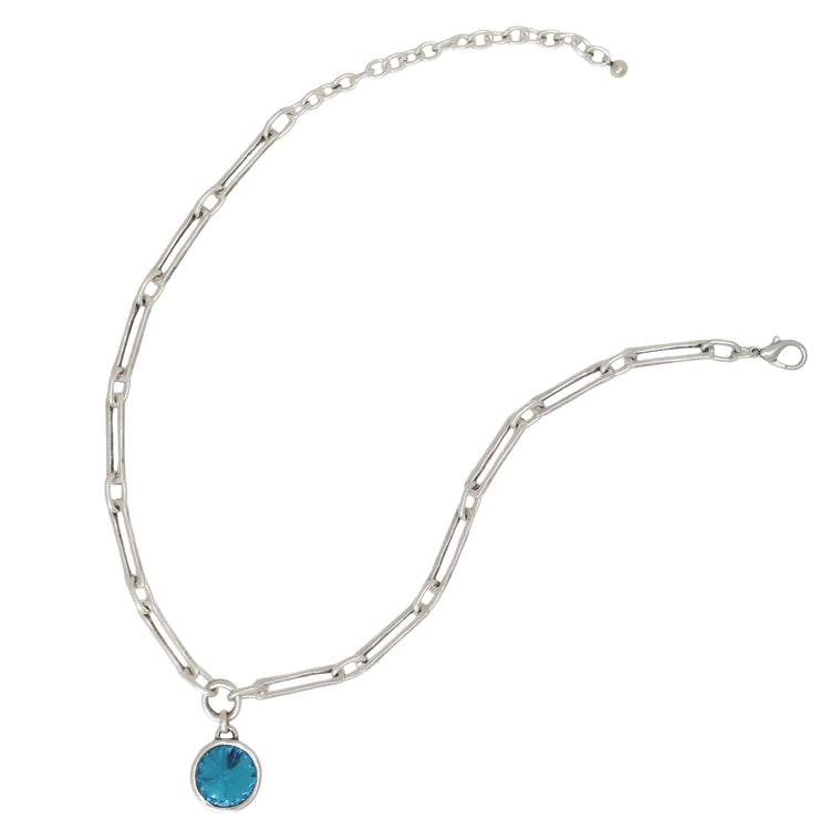 Pewter Blue World Crystal Handmade Necklace