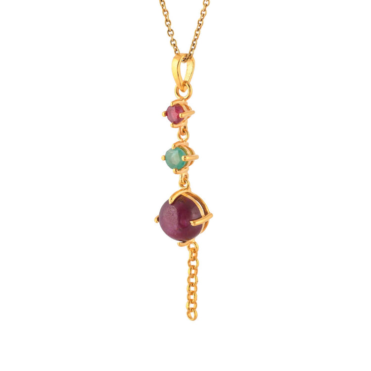 Ruby Emerald Gold Vermeil Pendant