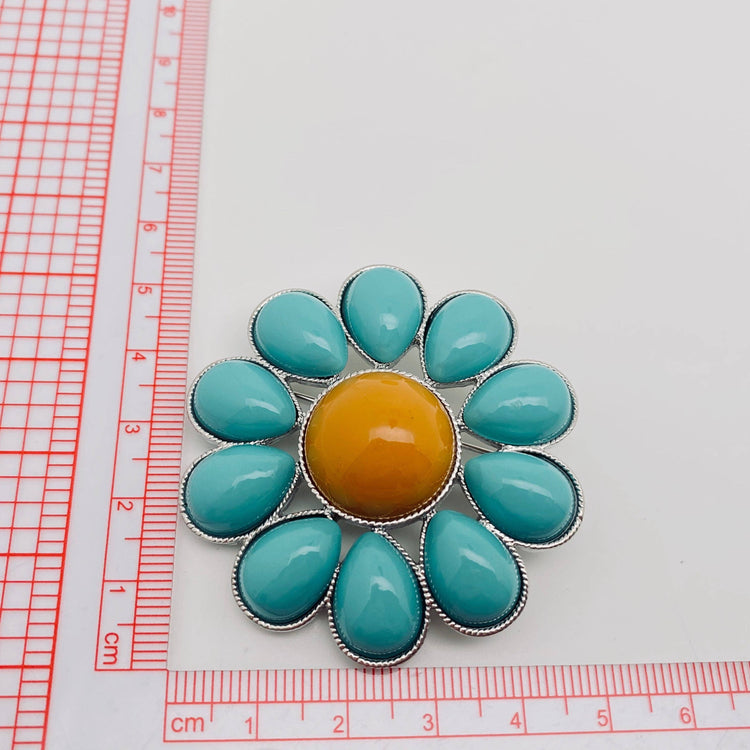 Blue Sunflower Brooch