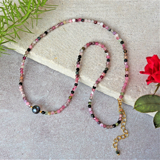 Tourmaline and Cultured Pearl Necklace