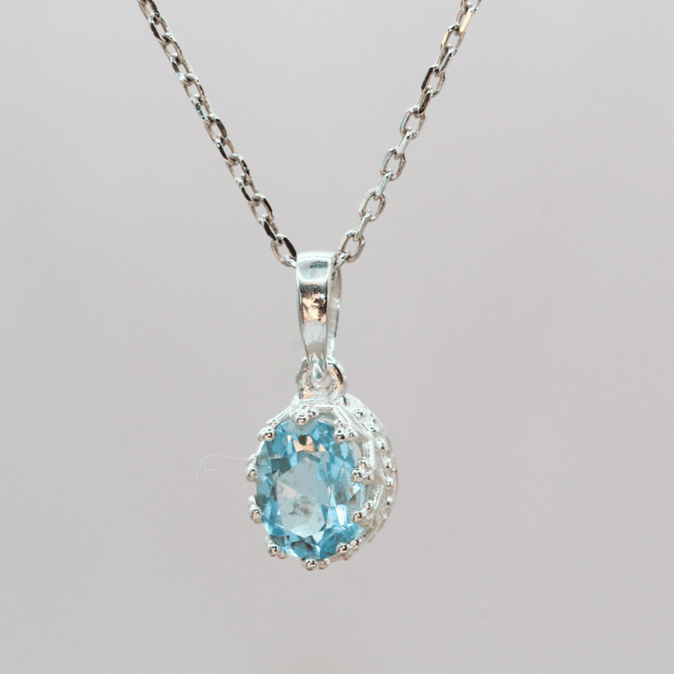 Blue Topaz Silver Pendant