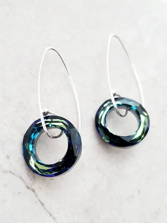 Marquis Halo Bermuda Blue Earring