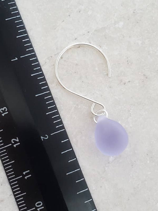 Periwinkle Silver Sea Glass Droplets Earrings