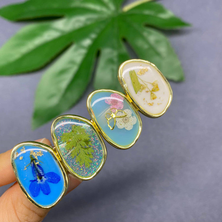 Pressed Dried Flowers Floral Hair Clip