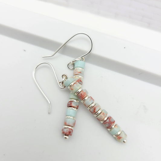Jasper Light Blue Silver Earrings