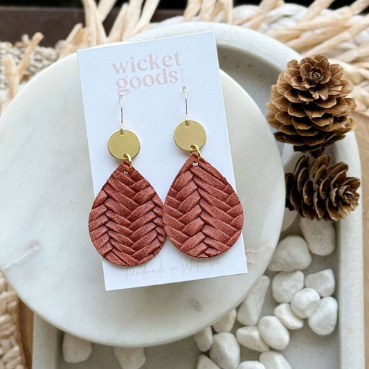 Dew Drop | Rust Braid Earrings