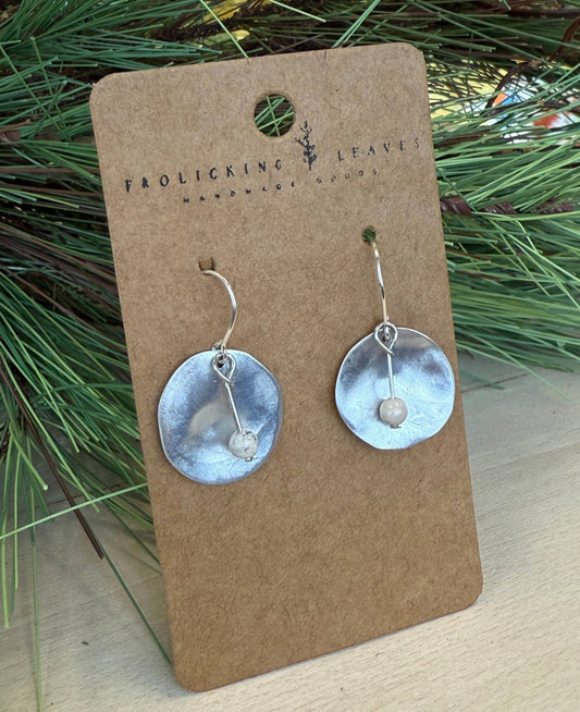 Hammered Metal and Opal Earrings
