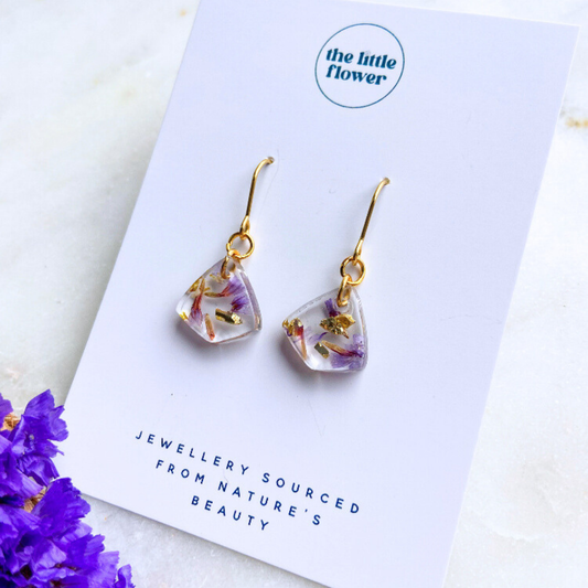 Lilac Flower Dangles - The Pastel Collection: Silver