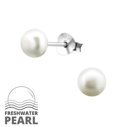Silver Freshwater Pearl Stud 9mm