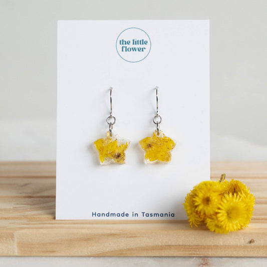 Yellow Button Star Earrings - The Native Collection
