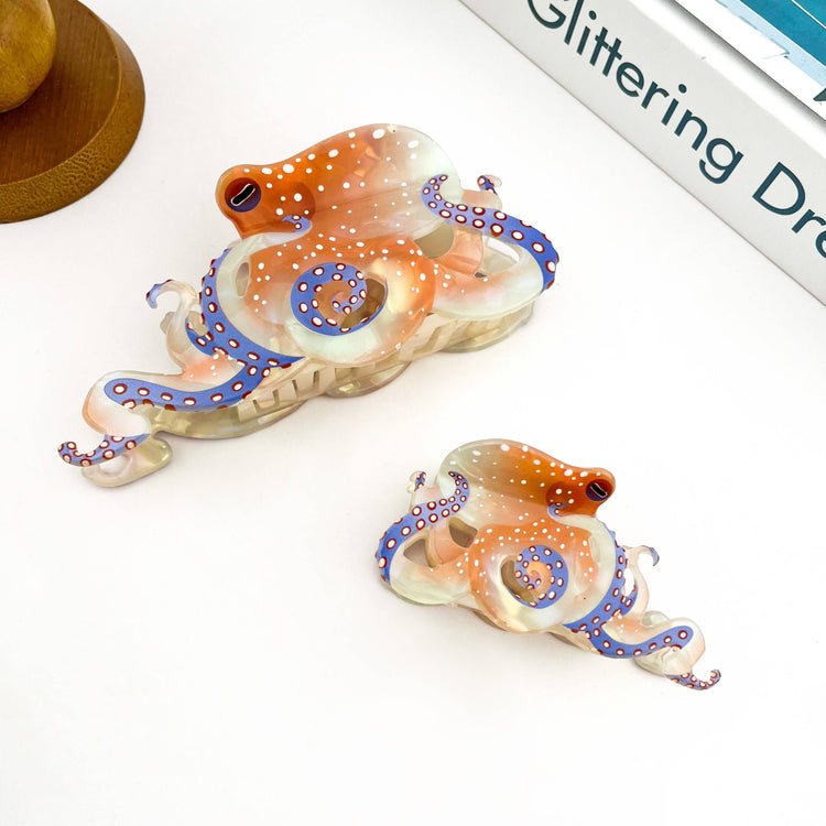 Blue Ring Octopus Hair Claw Clip
