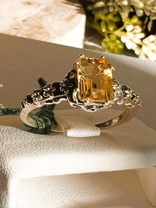 Citrine Solitaire Silver Ring