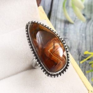 Crazy Lace Agate Silver Ring