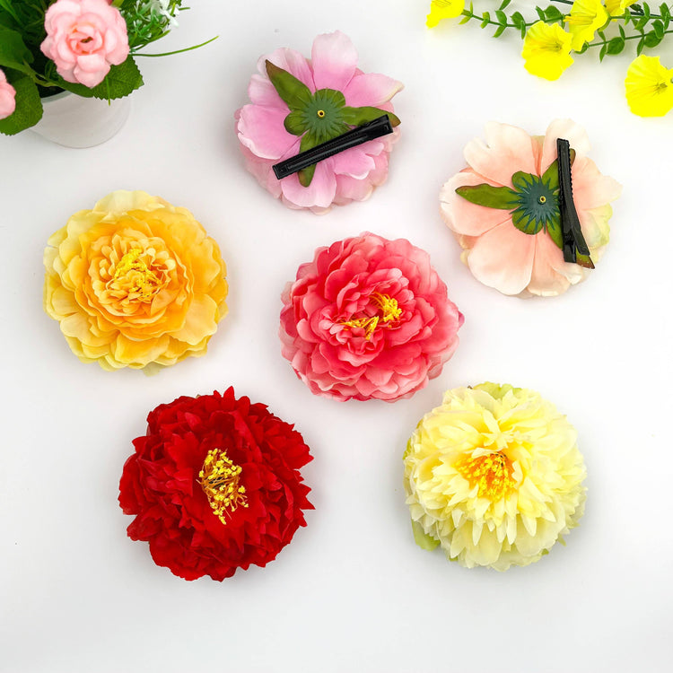Peony Flower Hair Clip: Pink