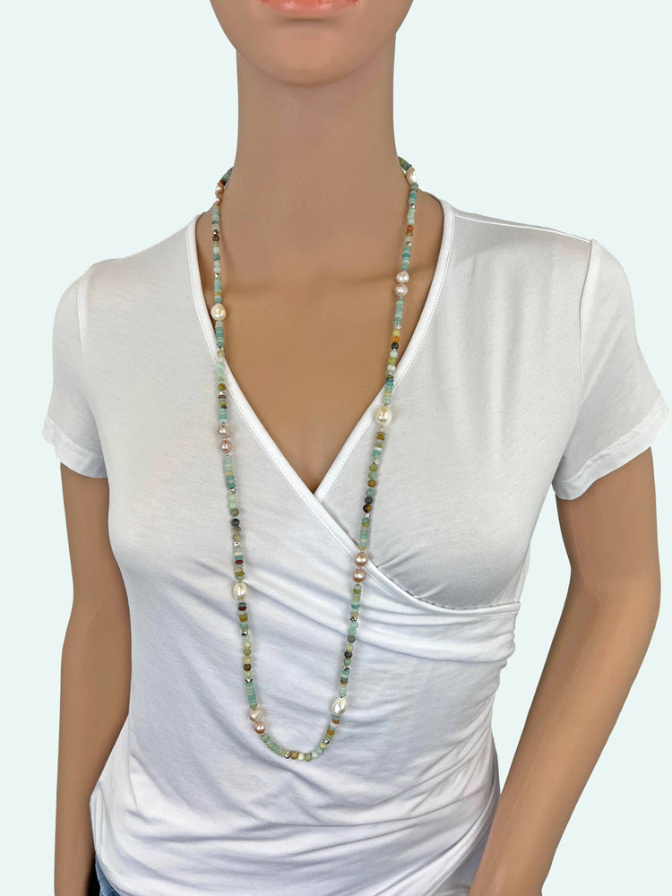 Pearl & Amazonite Beaded Necklace