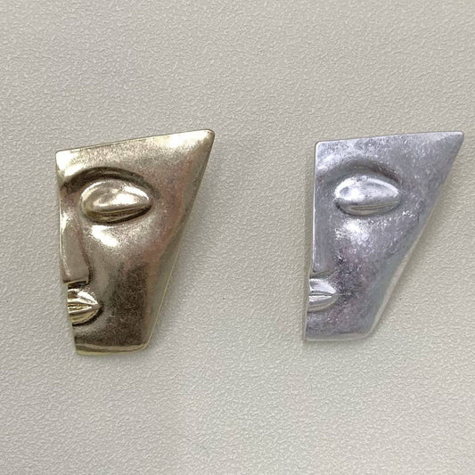 Vintage Half Face Brooch: Golden