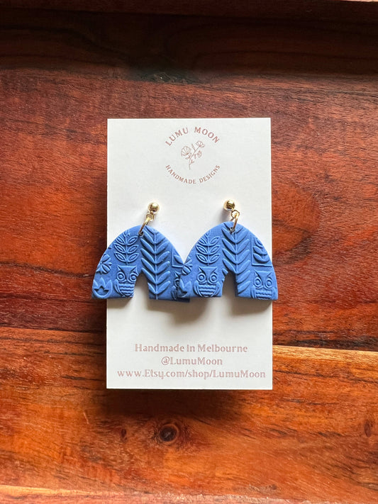 Textured Arch Earrings in Blue