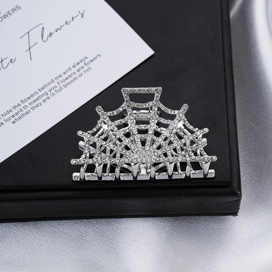Rhinestones Spider Web Claw Clip