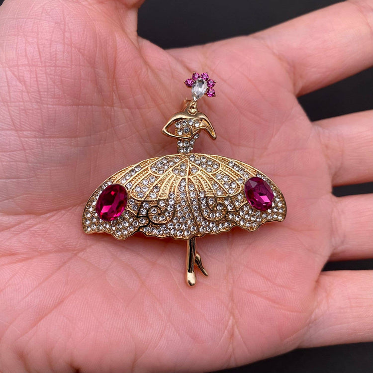 The Girl Dancing Ballet Rhinestone Brooch