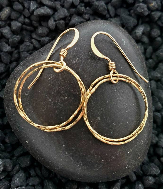 Gold Diamond Cut Circle Earrings