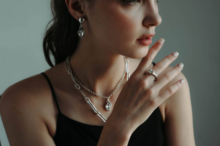 Handmade Crystal Pewter Earrings
