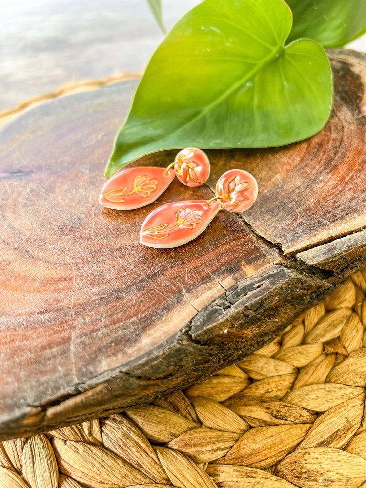 Summer - Porcelain Earrings: Orange