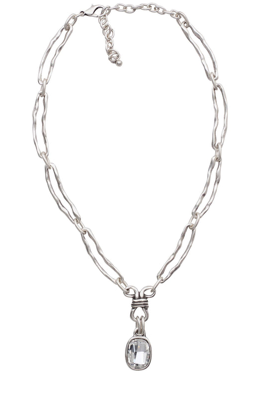 Crystal Pewter 925 Plated Handmade Necklace