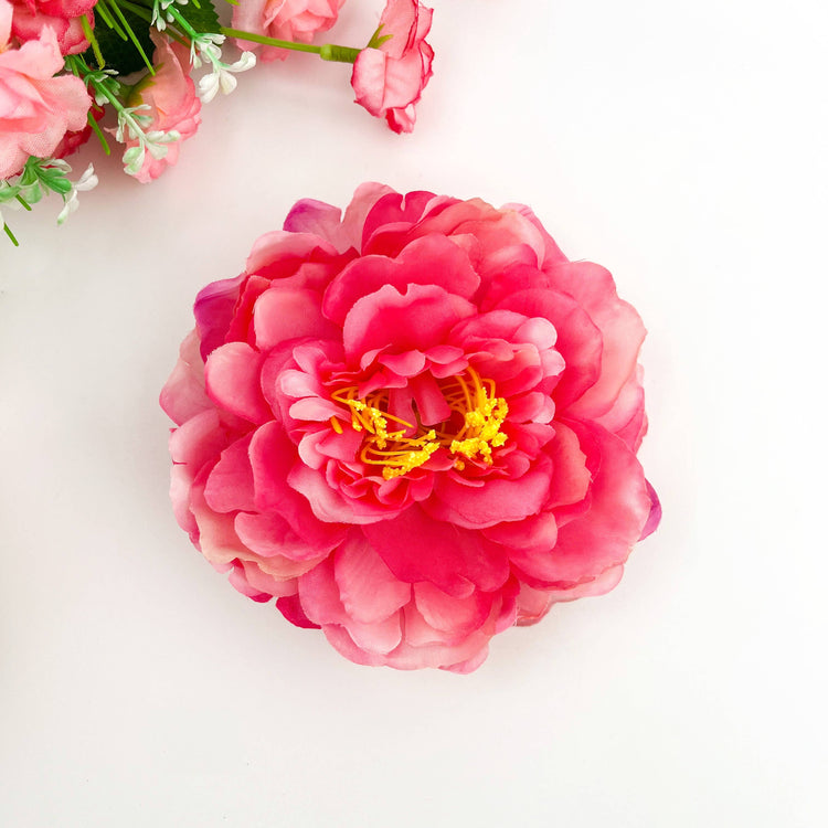 Peony Flower Hair Clip: Pink