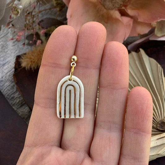 Raine - Porcelain Earrings with Gold finish: Purple