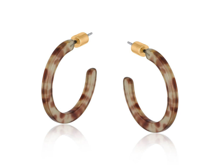 Marseille Thin Resin Hoop Earrings: BROWN