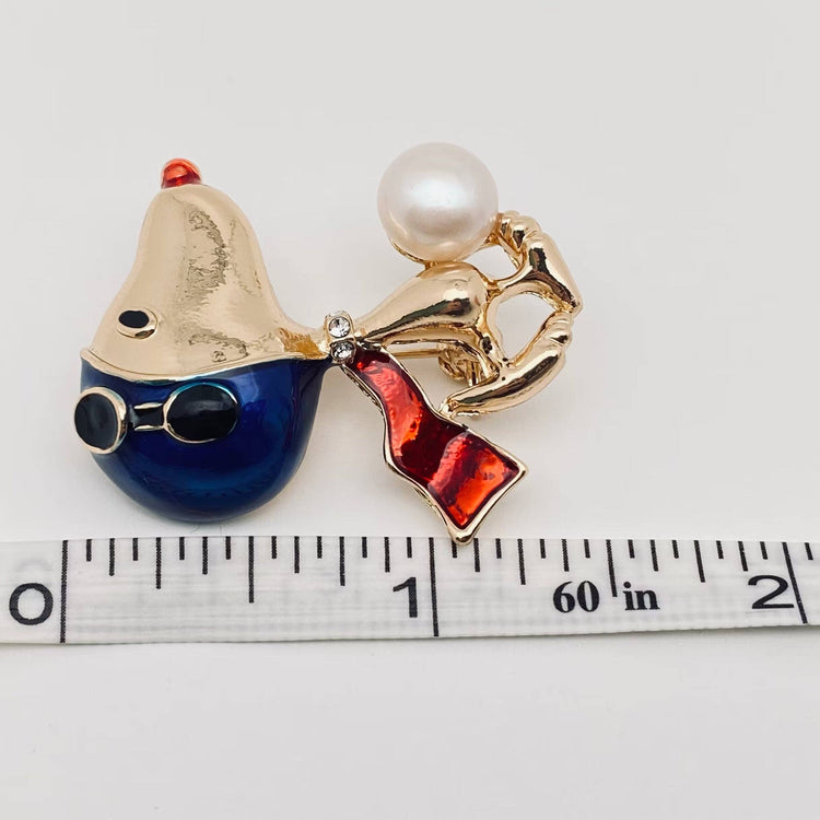 Enamel Cute Dog Pilot Brooch