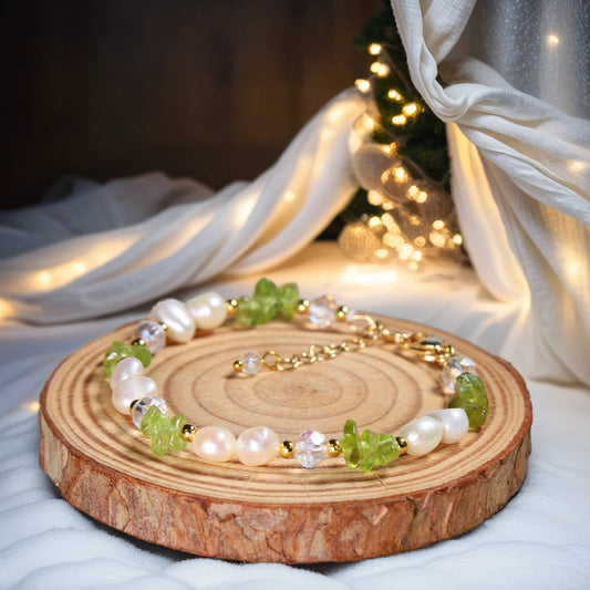 Peridot and Freshwater Cultured Pearl Bracelet