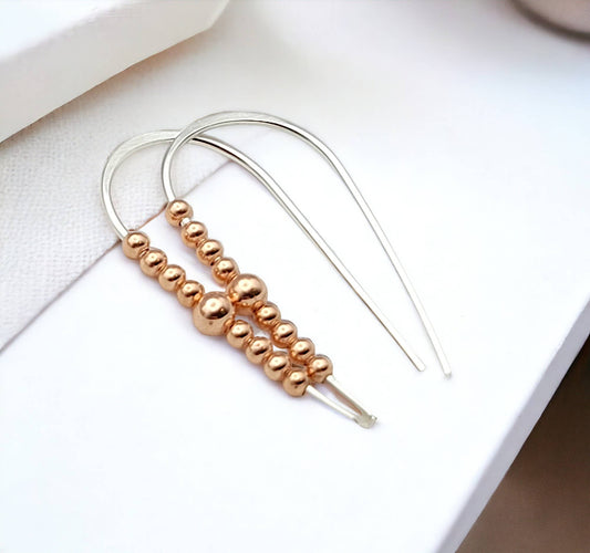 Sterling Silver and Copper Threader Earrings