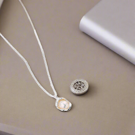 Silver Shell Pearl Necklace