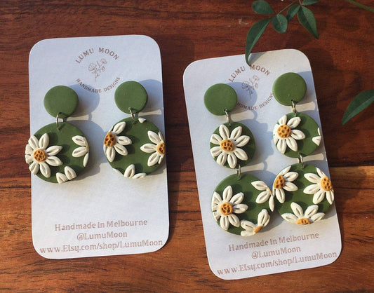 Daisy Statement Earrings in Long Dangle