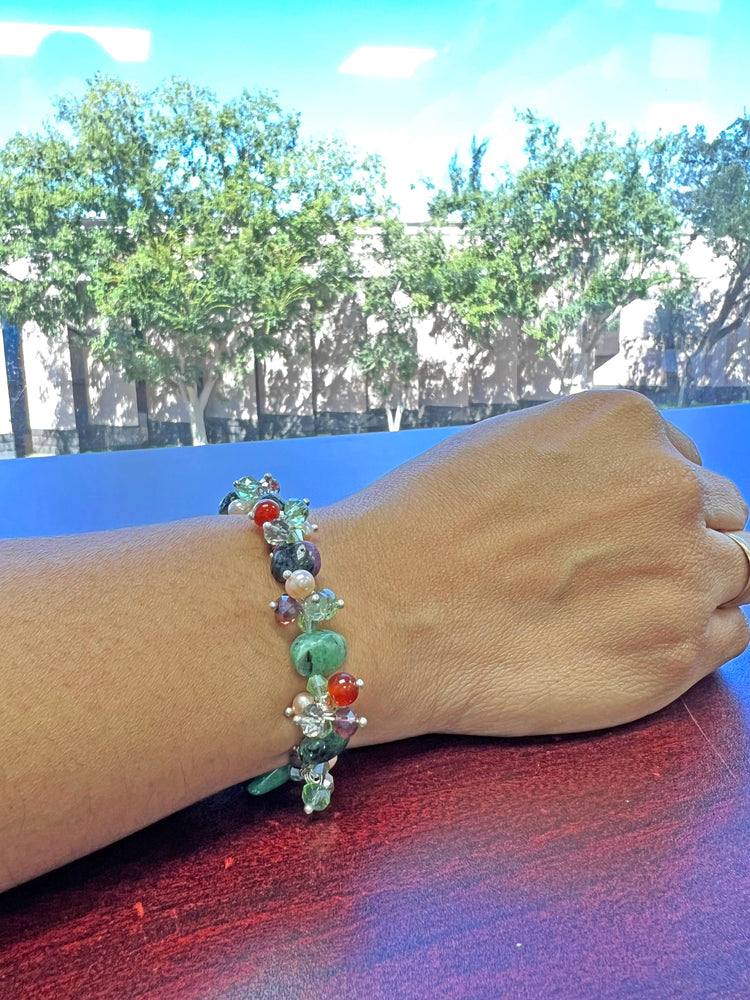 Festive Ruby-Zoisite & Carnelian Stretch Bracelet