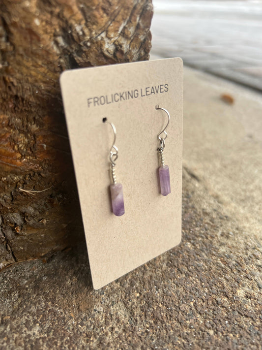 Amethyst Beaded Earrings: Sterling Silver Ear Wire