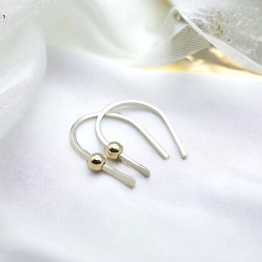 Tiny Silver and Gold Hugger Earrings